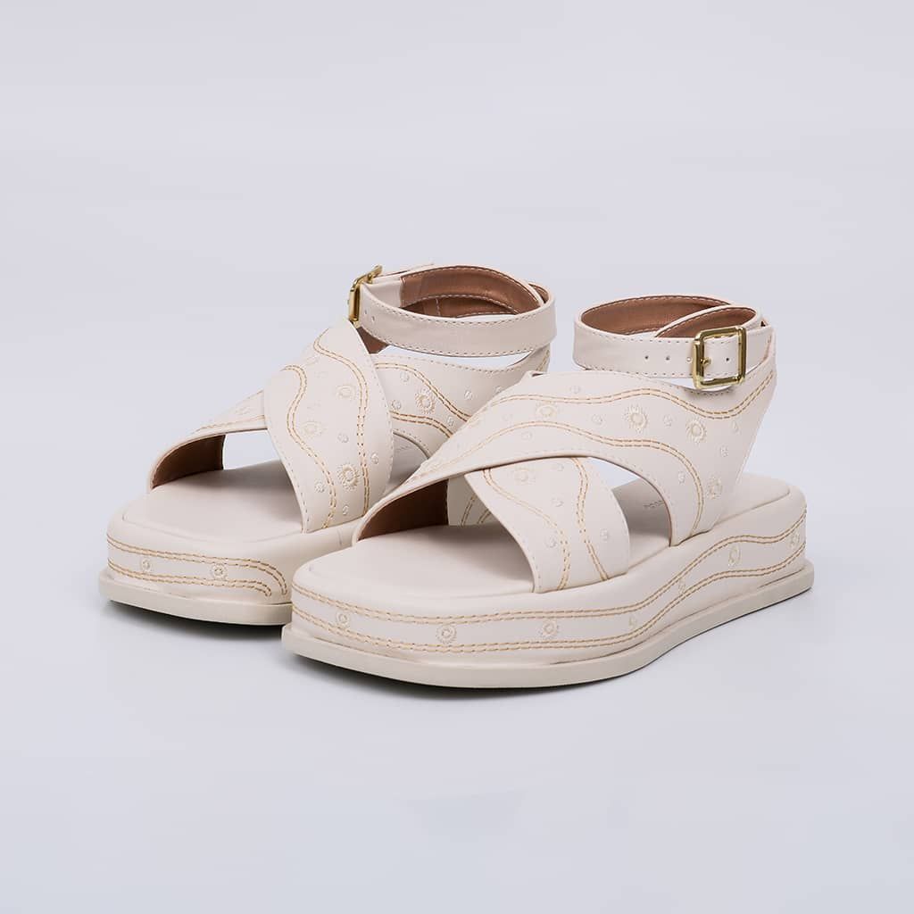 Sophie - Embroidered Flat Sandal