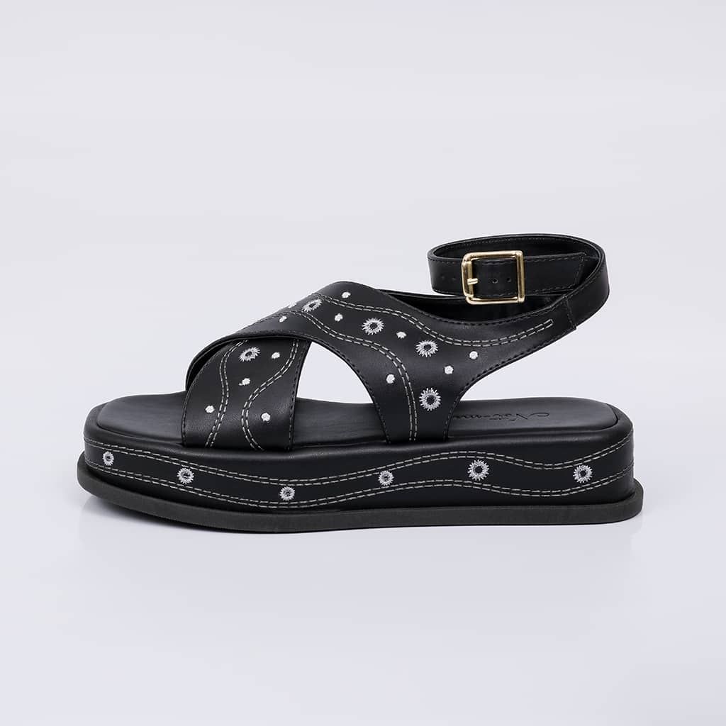 Sophie - Embroidered Flat Sandal