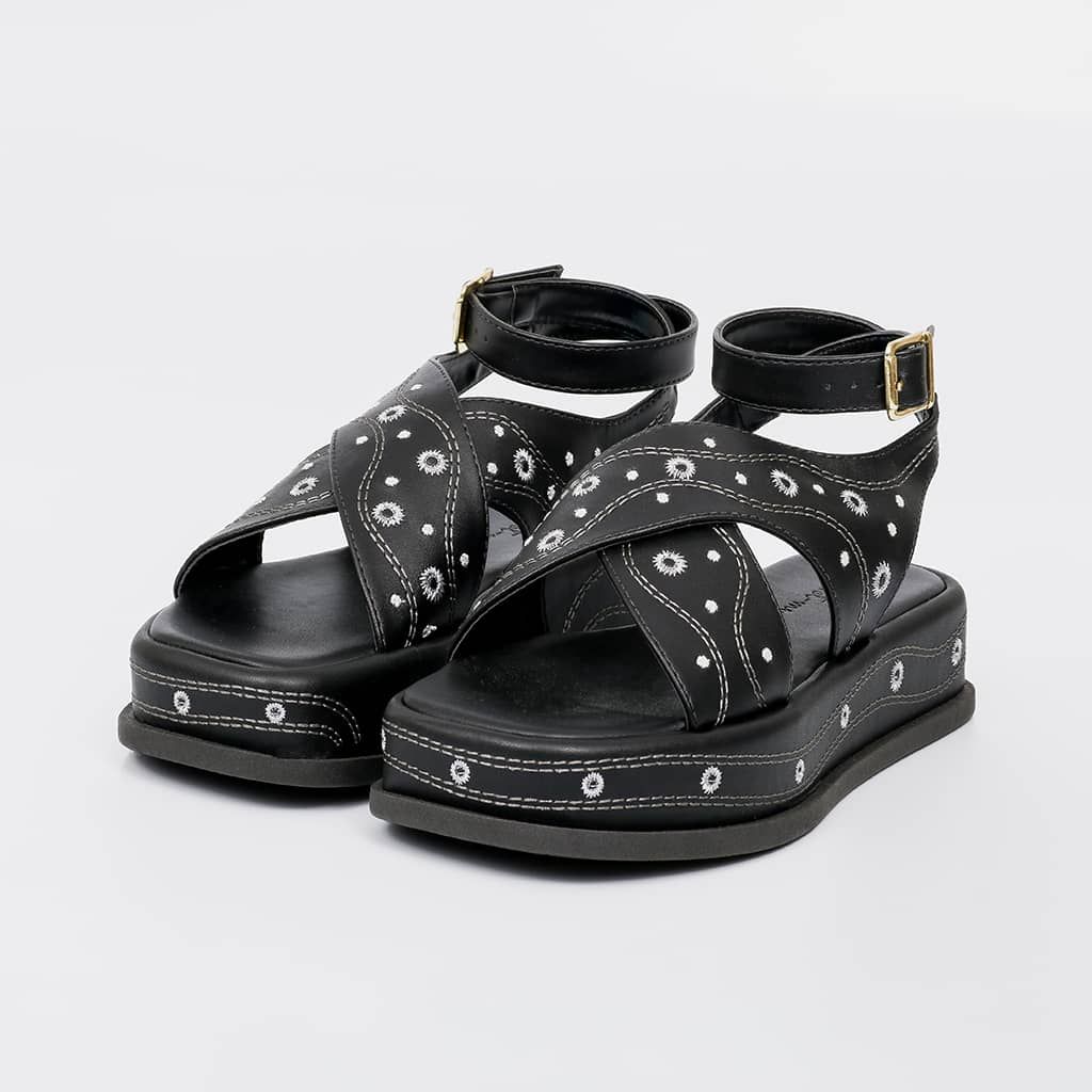 Sophie - Embroidered Flat Sandal