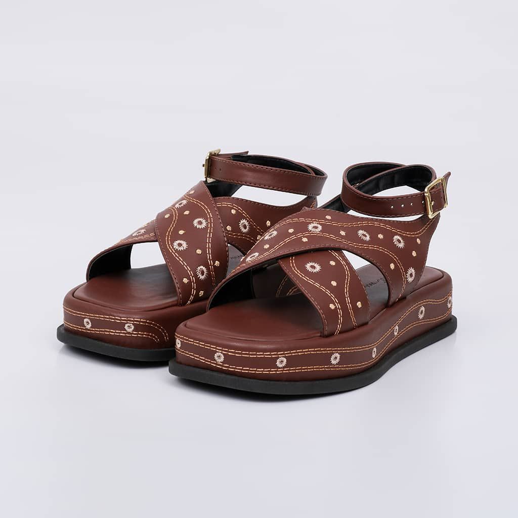 Sophie - Embroidered Flat Sandal