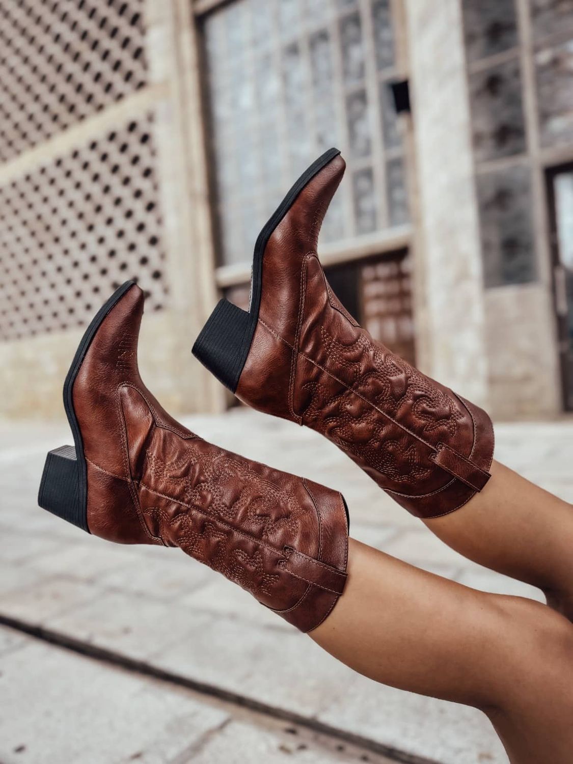 Catarina - Embroidered Western Block Bootie