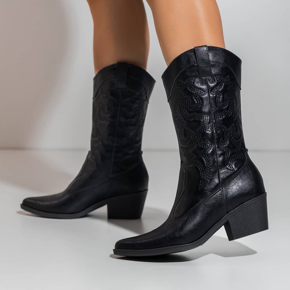 Catarina - Embroidered Western Block Bootie