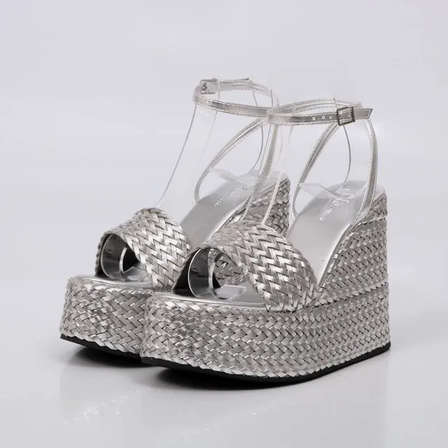 Vegas - Braided Platform Wedge Mule