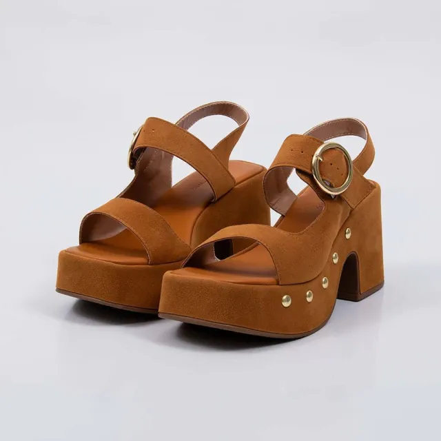 Triz - Platform Block Heel Studded Sandal