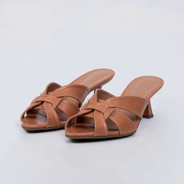 Marfim - Cross Strap Mid Heel Mule