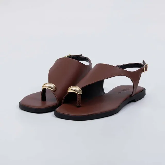 Georgia - Flat Sandal with Gold Detail