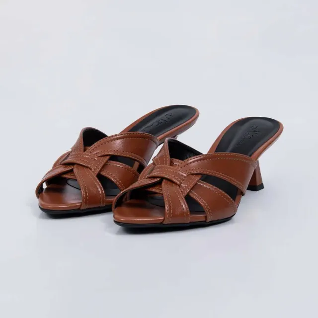 Marfim - Cross Strap Mid Heel Mule