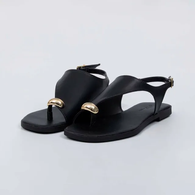 Georgia - Flat Sandal with Gold Detail