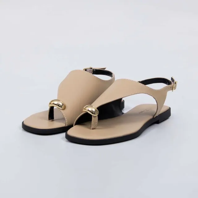 Georgia - Flat Sandal with Gold Detail