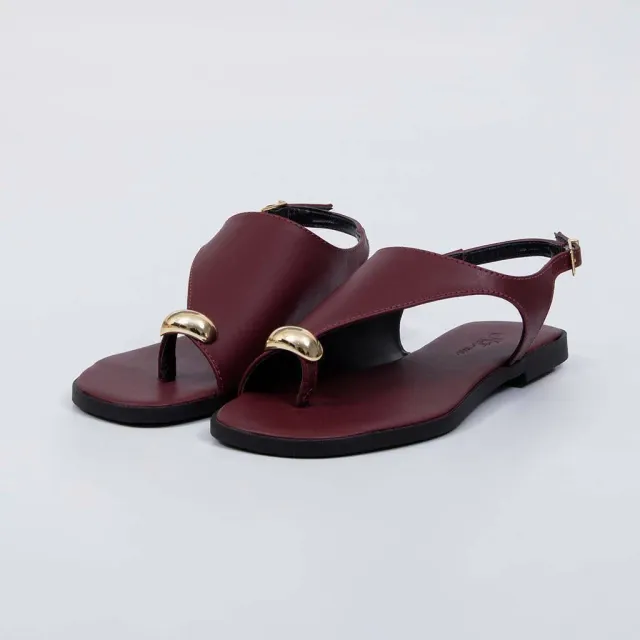 Georgia - Flat Sandal with Gold Detail