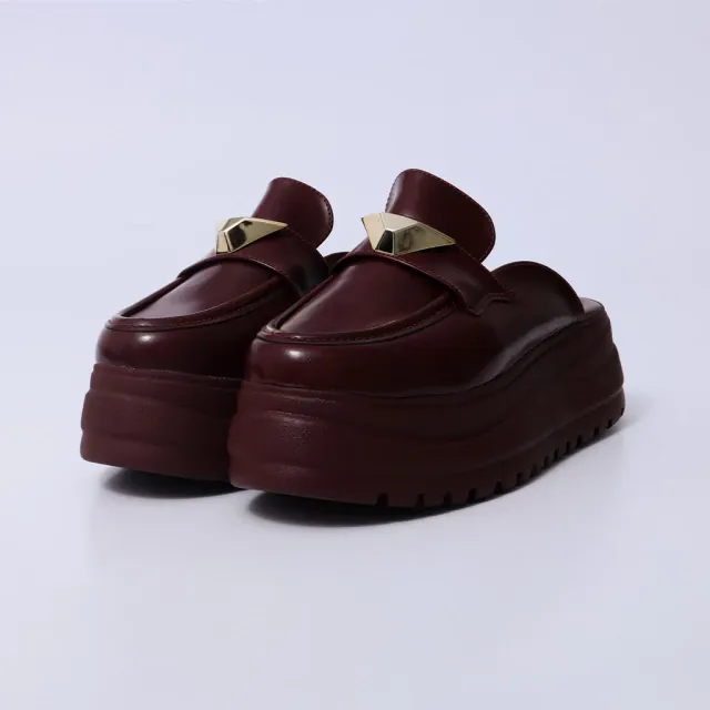 Amelia - Burgundy Platform Mule Loafers