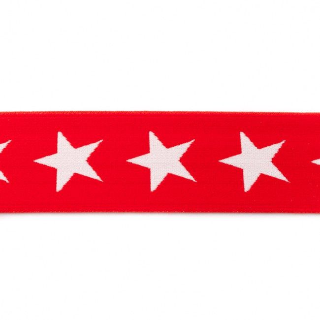 Elastiek met geweven ster  rood
