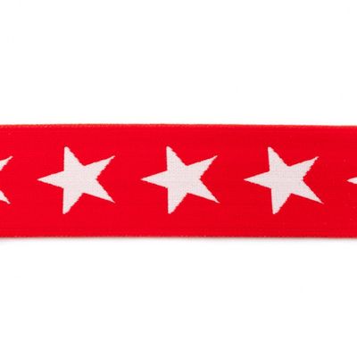 Elastiek met geweven ster  rood