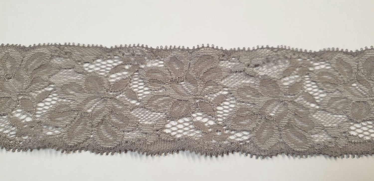 Elastische kant 55mm grijs