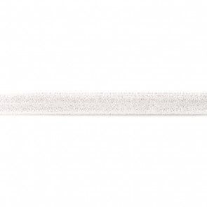 Biaislint elastisch glitter wit