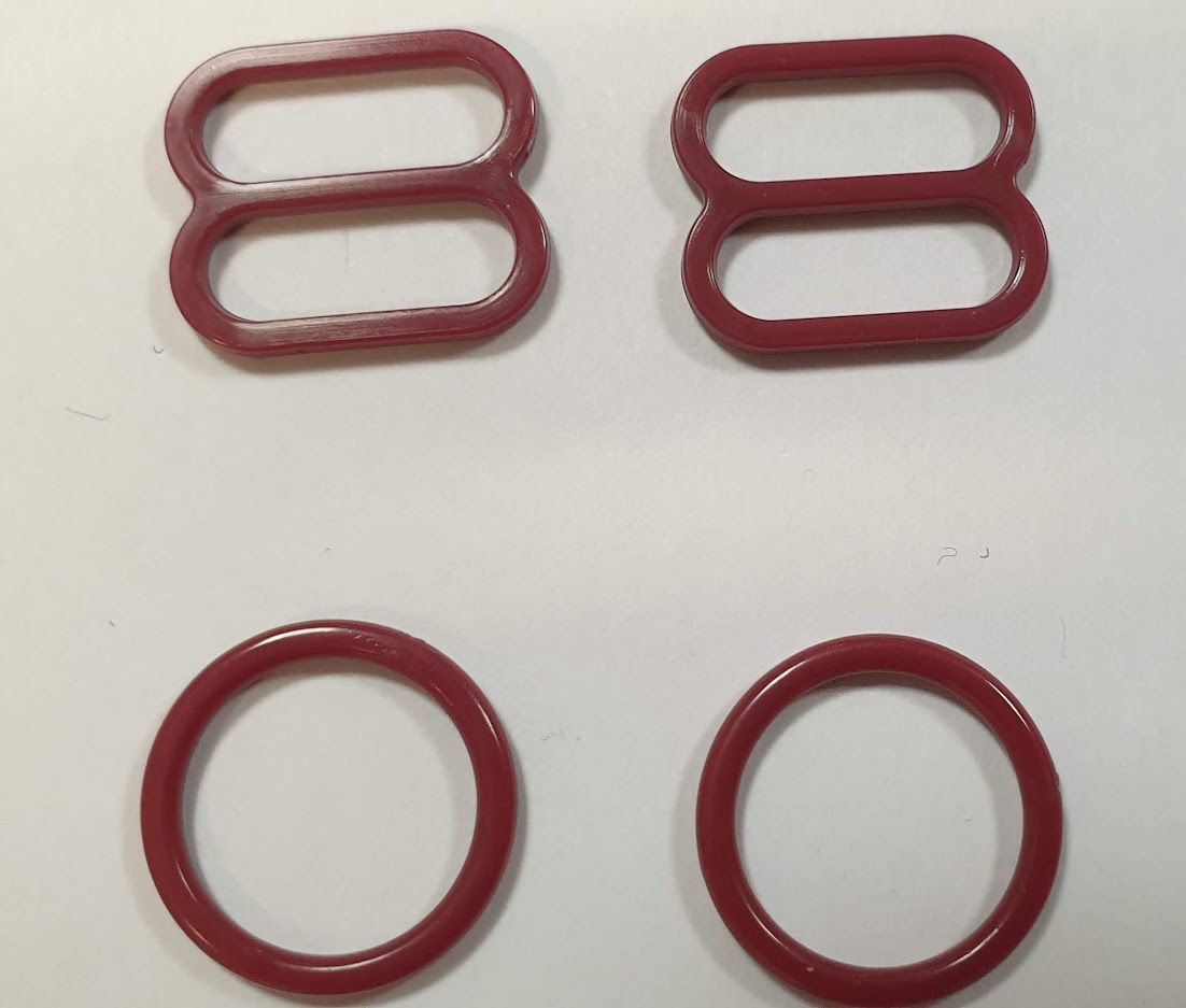 Bikini schuifjes 15 mm  rood/bruin