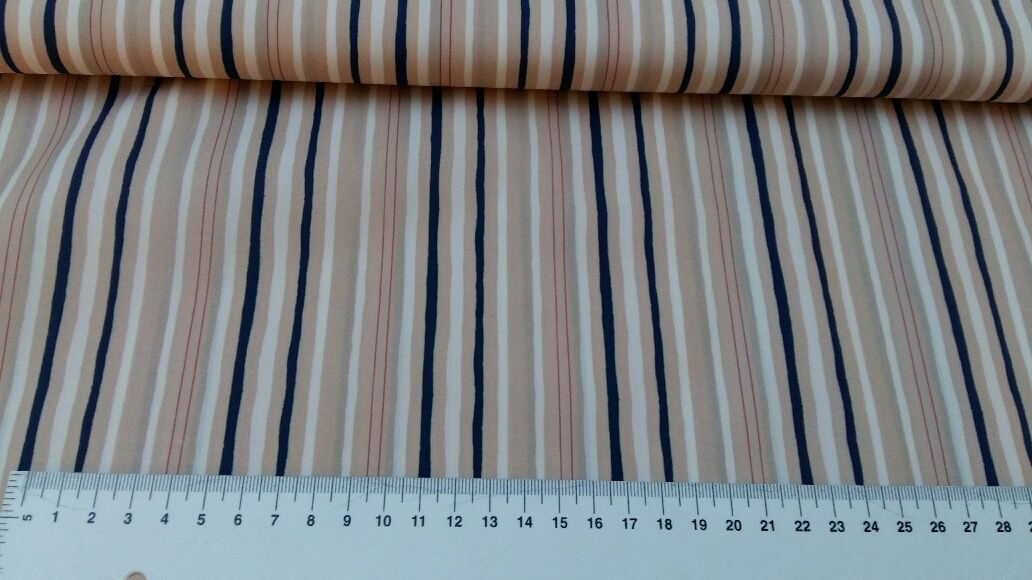 Strepen beige/blauw