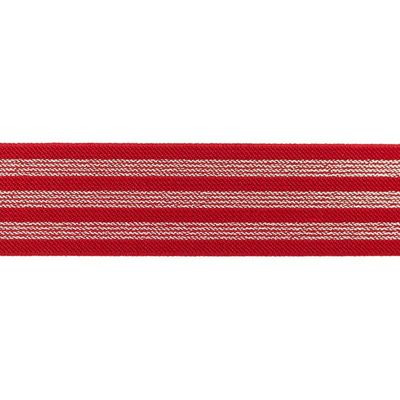 Elastiek  3  strepen rood/goud