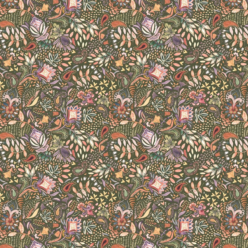 French terry digital flower