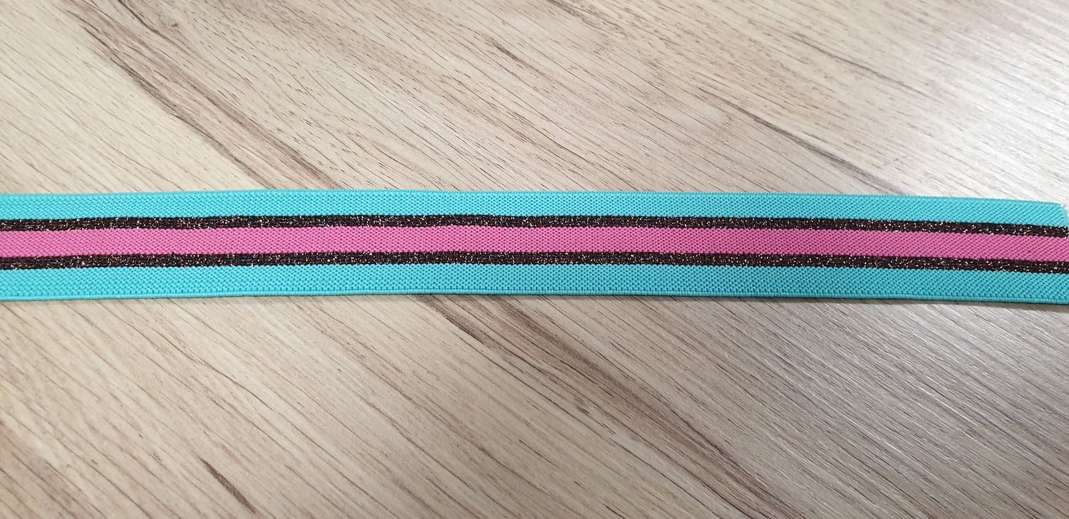 Elastiek groen/fuschia