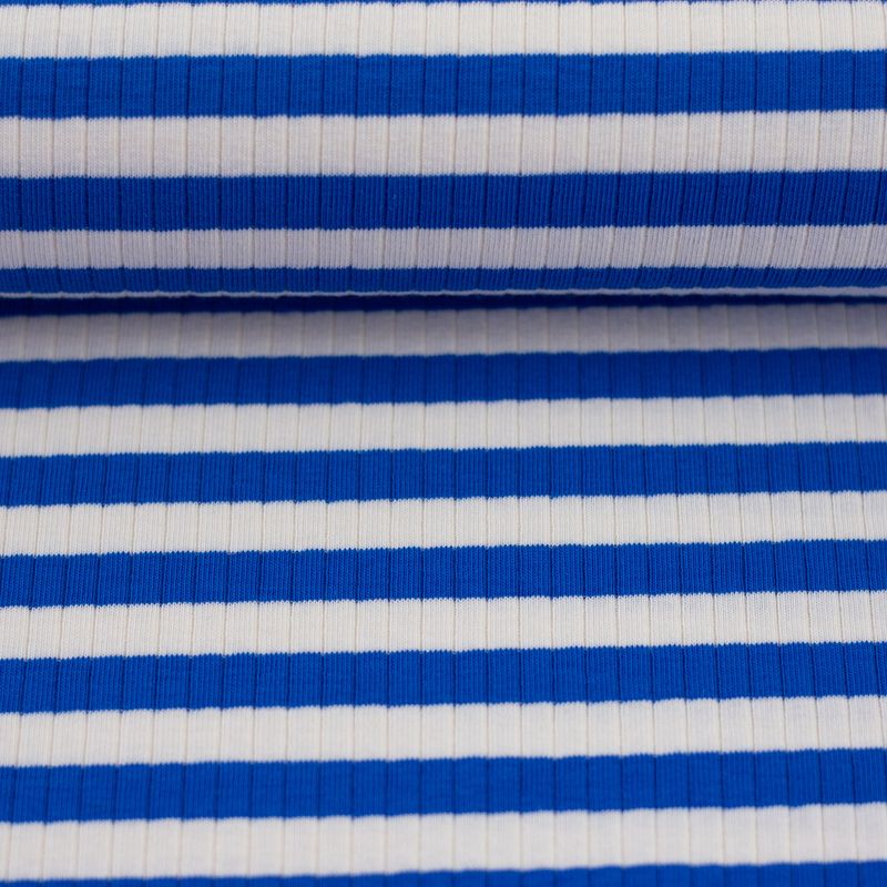 Ringo gestreept blauw wit ribjersey
