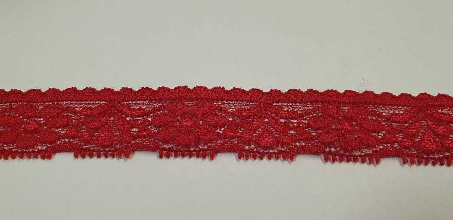 Elastische kant 25mm rood