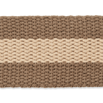 Tassenband bruin met beige streep