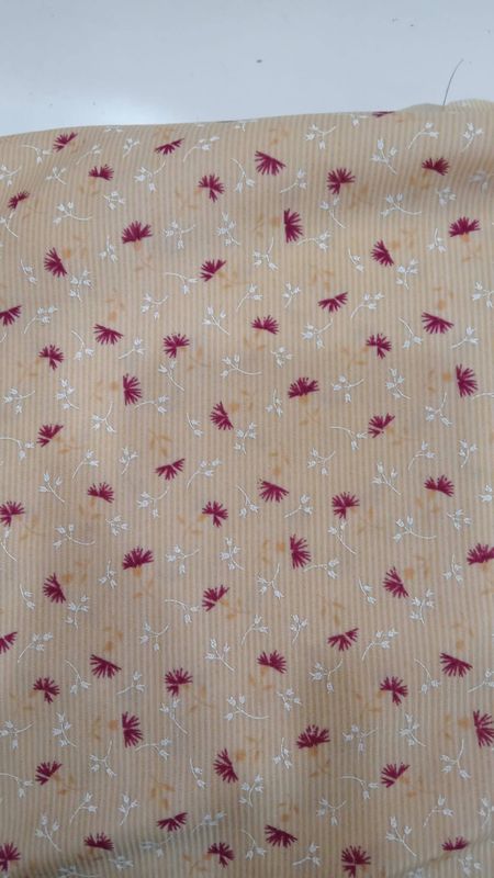 Lycra beige streepje met fijne bloemen