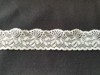 Elastische kant schulp wit 28 mm 2