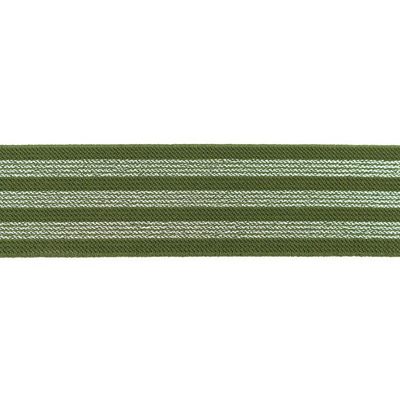 Elastiek 3 strepen groen/goud