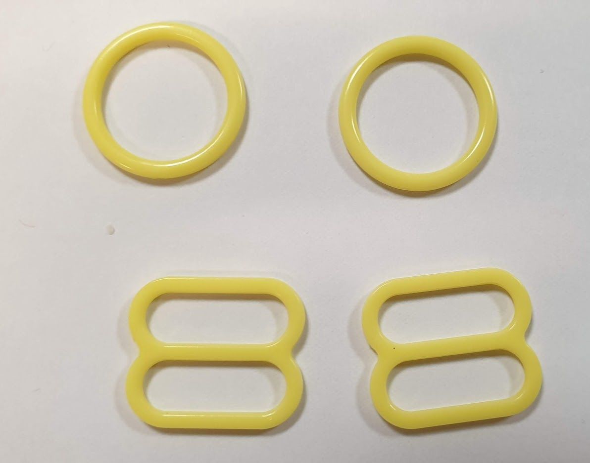 Bikini schuifjes 15 mm  geel