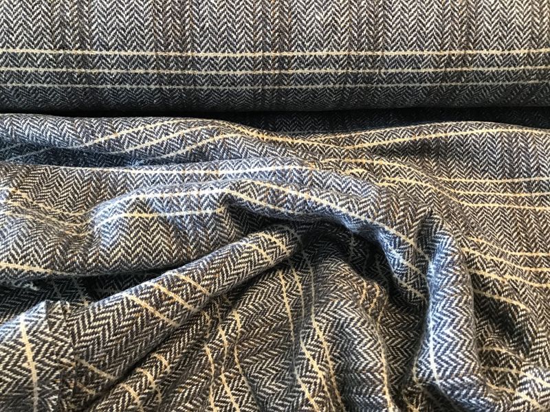 Mantelstof tweed geruit blauw