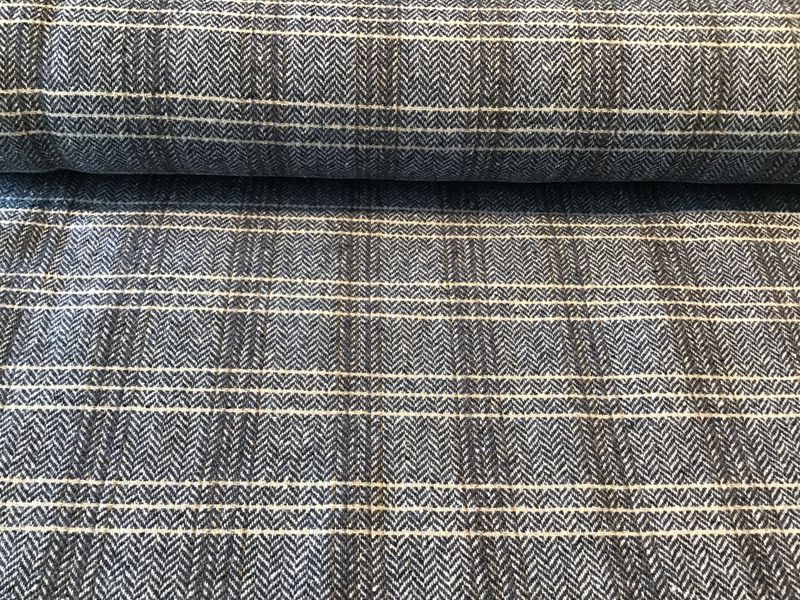 Mantelstof tweed geruit blauw