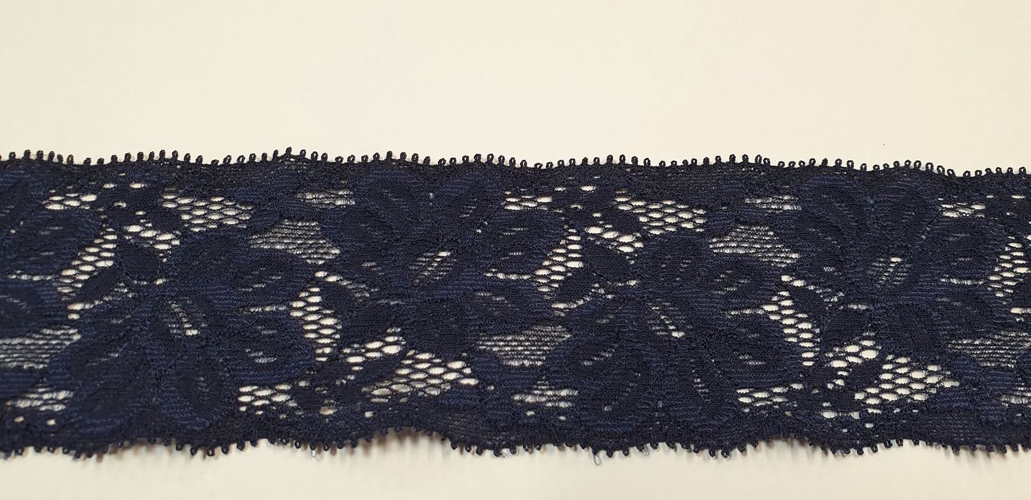 Elastische kant 55 mm donker blauw