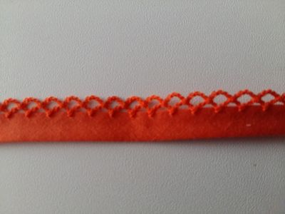 Biais katoen met gehaakte rand oranje