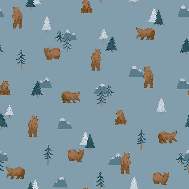 Denim  camp woodland grizzly bears