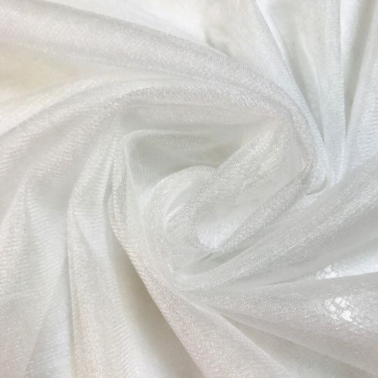 Shiny stretch tulle gebroken wit