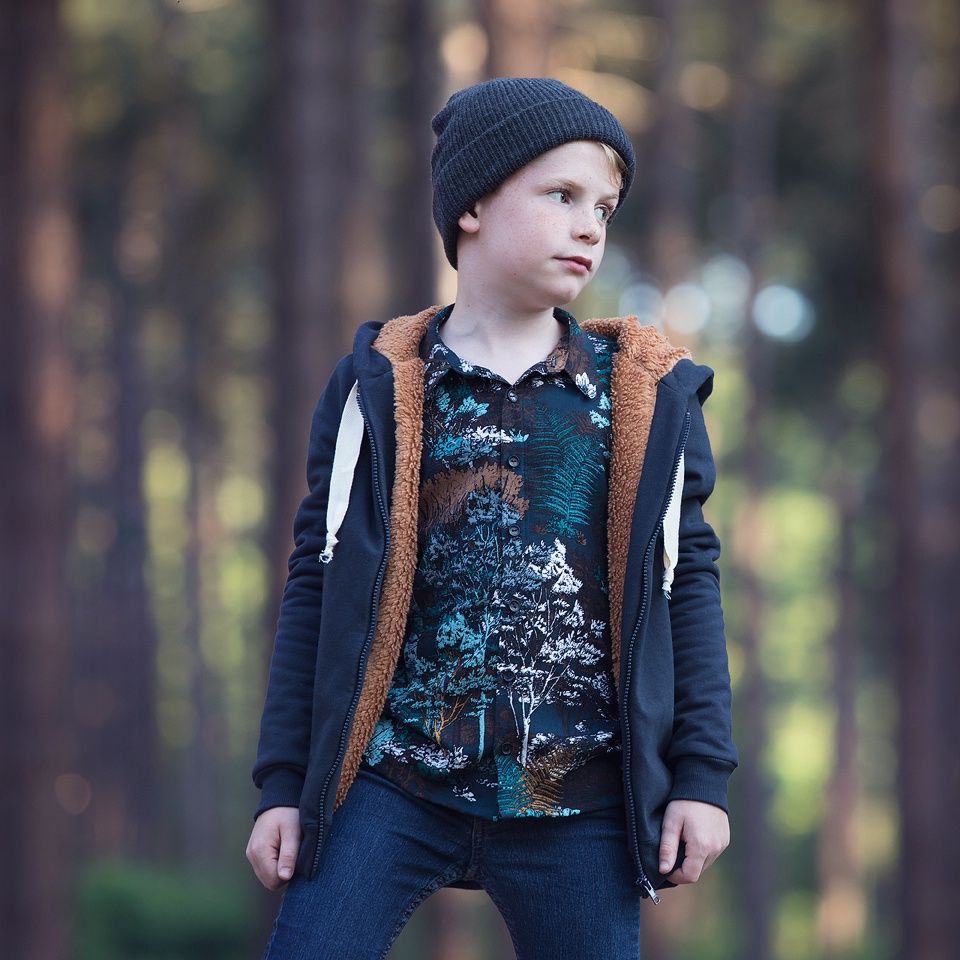 Winter wood katoen canvas gabardine blue graphite
