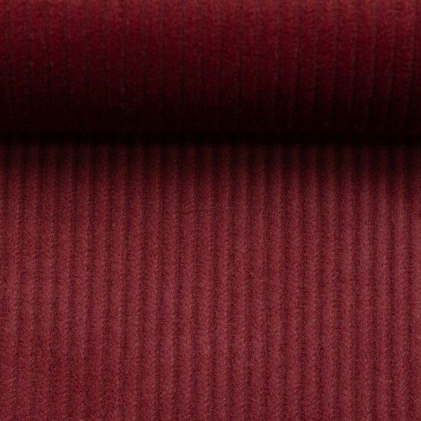 Ribfluweel brede rib donker rood