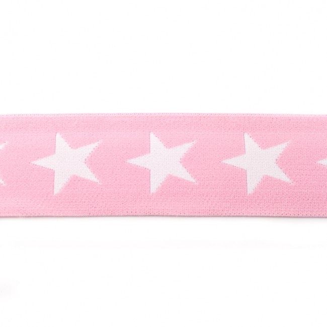 Elastiek met geweven ster  roze