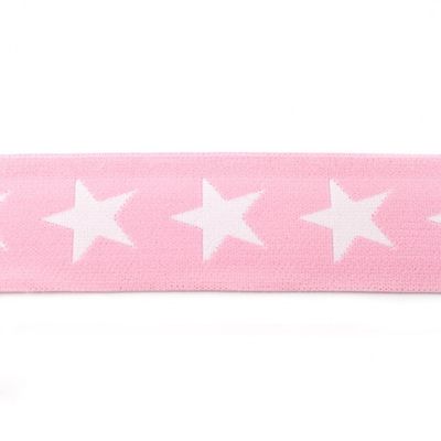 Elastiek met geweven ster  roze