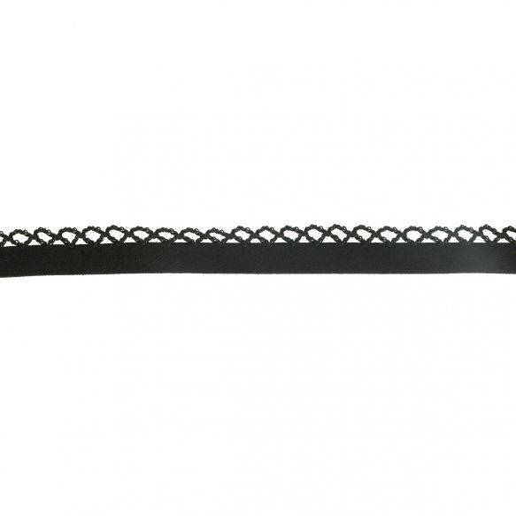 Biais katoen met gehaakte rand zwart