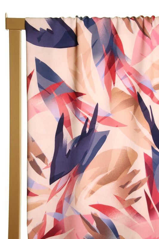 Gebroken witte viscose met kleurrijke bladeren