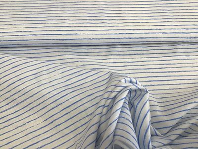 Katoen streepjes wit blauw