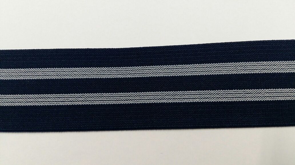 Elastiek blauw  2 strepen 40 mm