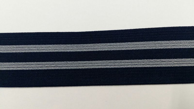 Elastiek blauw  2 strepen 40 mm