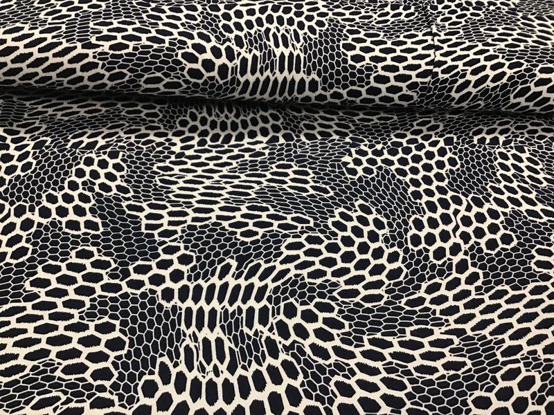 Viscose tricot blauw/wit