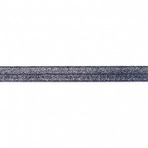 Biaislint elastisch  glitter donker blauw