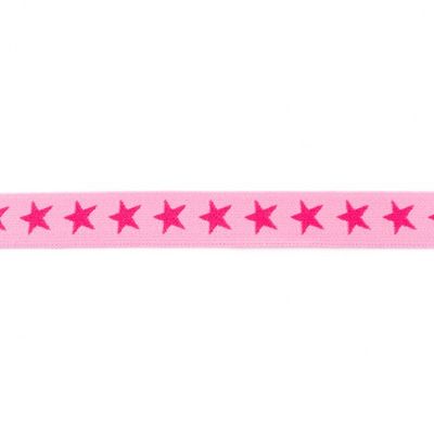 Elastiek met geweven ster smal donker roze