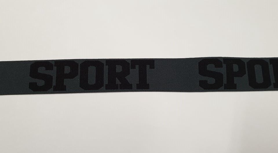 Sport elastiek 32mm  grijs zwart